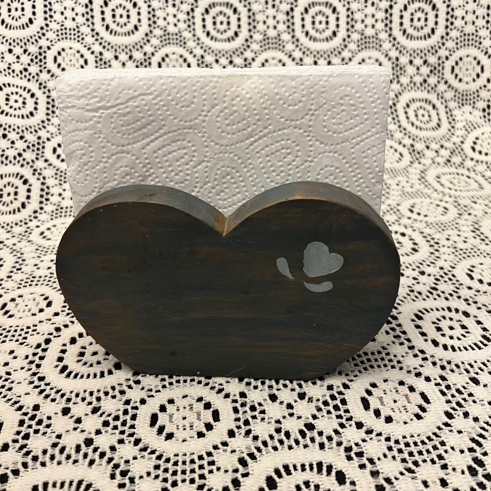 Vintage Handmade Blue Wooden Napkin Holder | Cottagecore